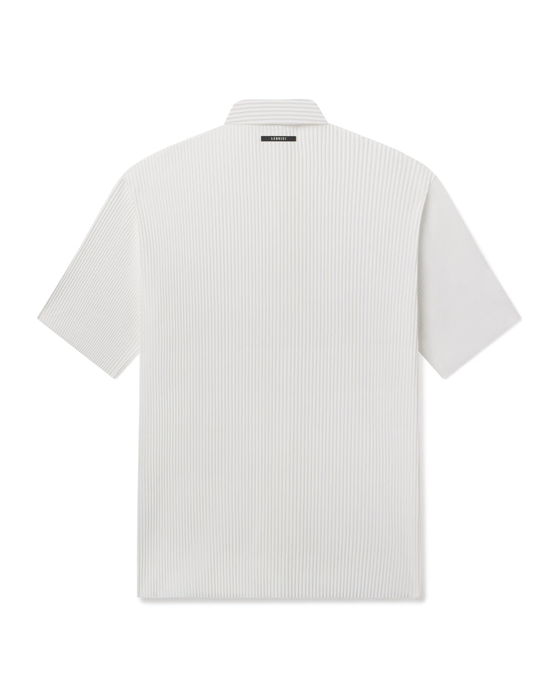 Pleated Button Down - White