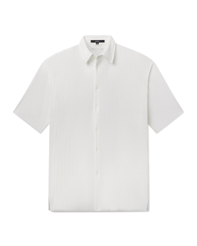 Pleated Button Down - White