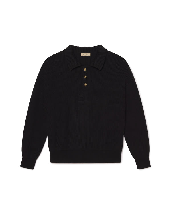 Knit Sweater Polo - Black