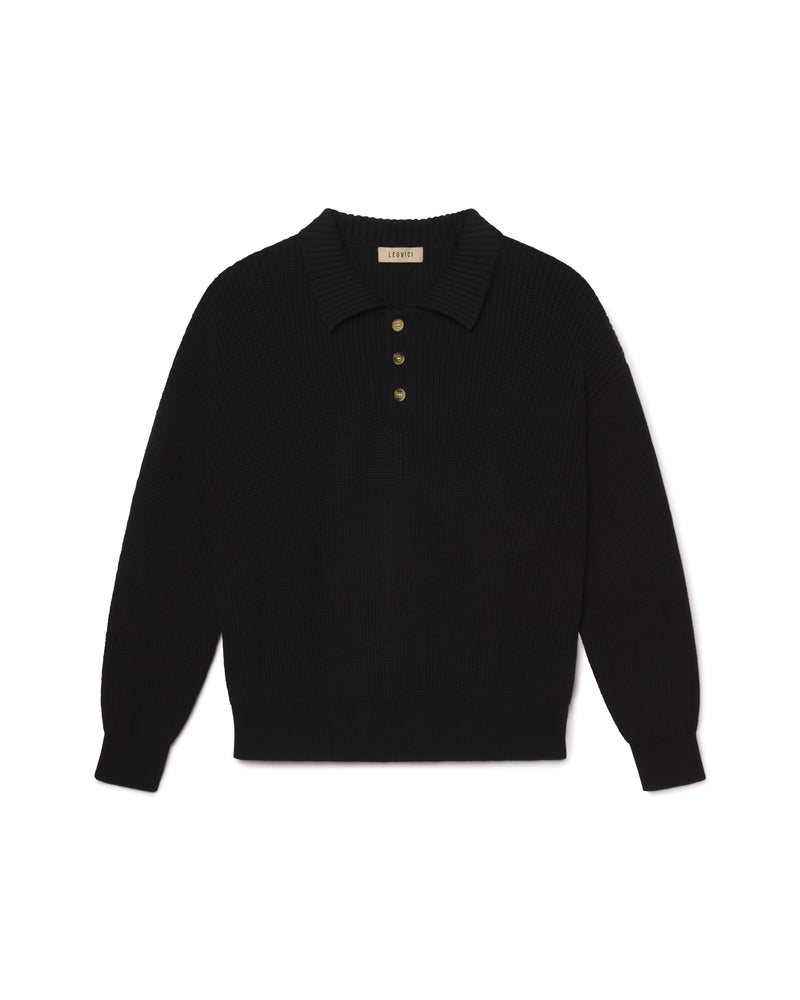 Knit Sweater Polo - Black