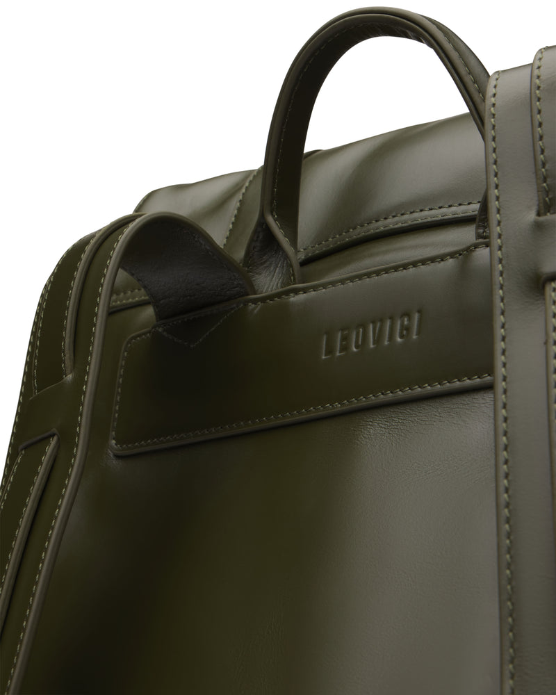 Leather Backpack - Deep Olive