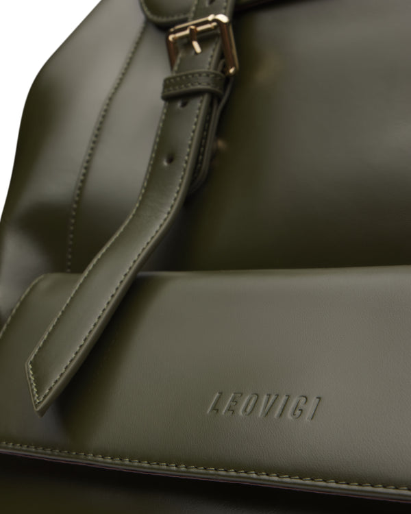 Leather Backpack - Deep Olive