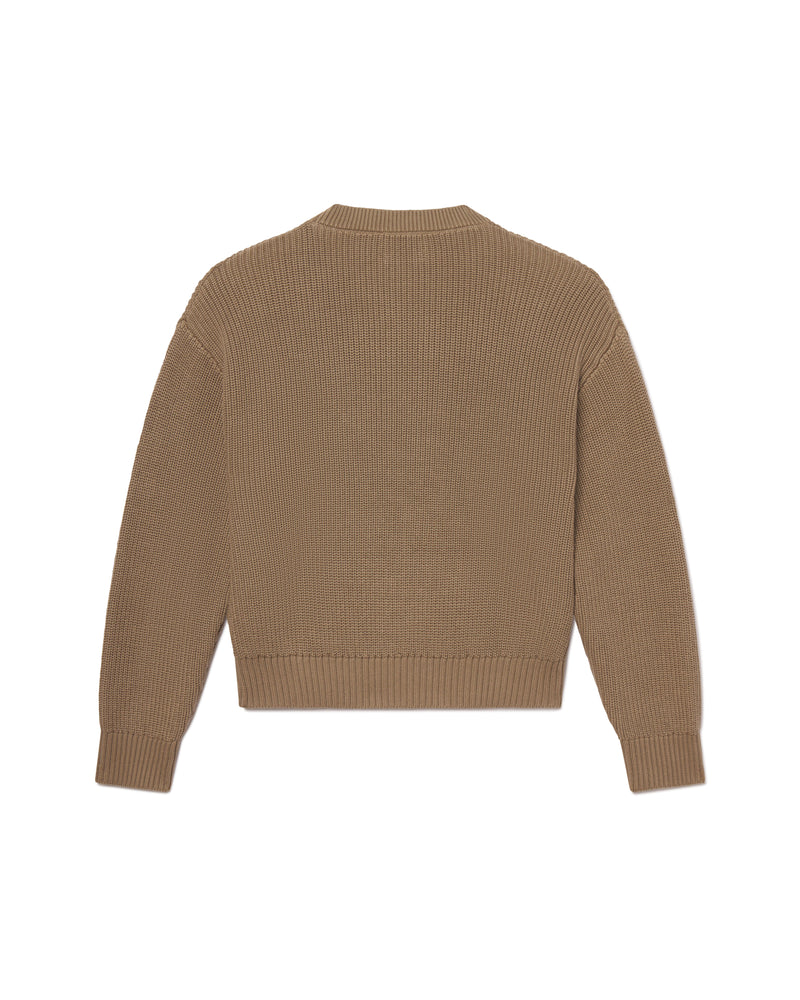 Women's Cotton Crewneck Sweater - Olive Grove