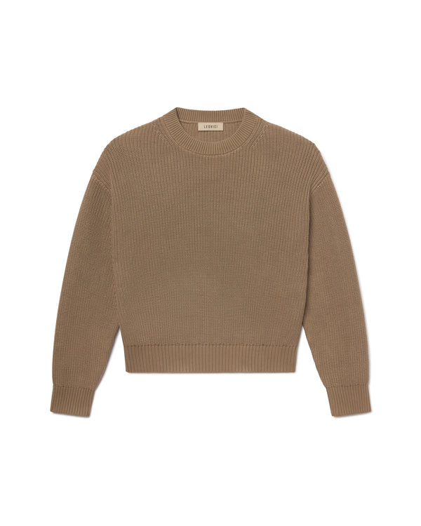 Women's Cotton Crewneck Sweater - Olive Grove