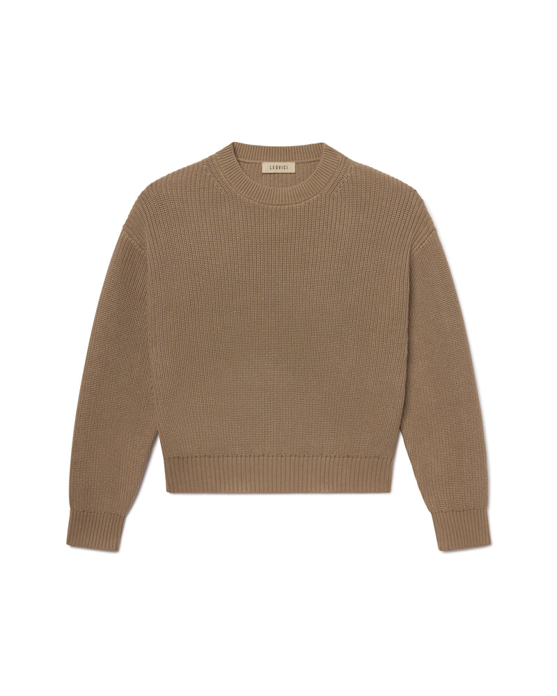 Women's Cotton Crewneck Sweater - Olive Grove