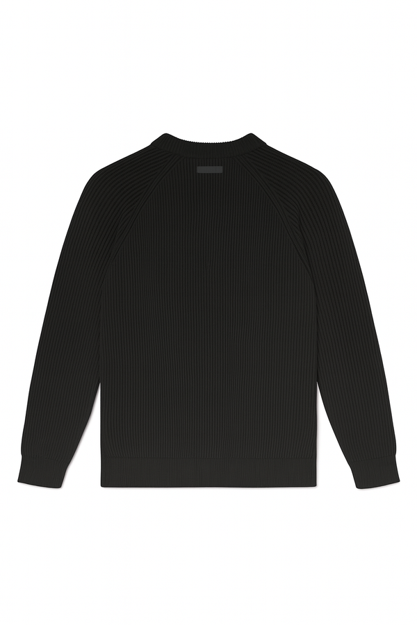 Shaker Stitch Crewneck Sweater - Black