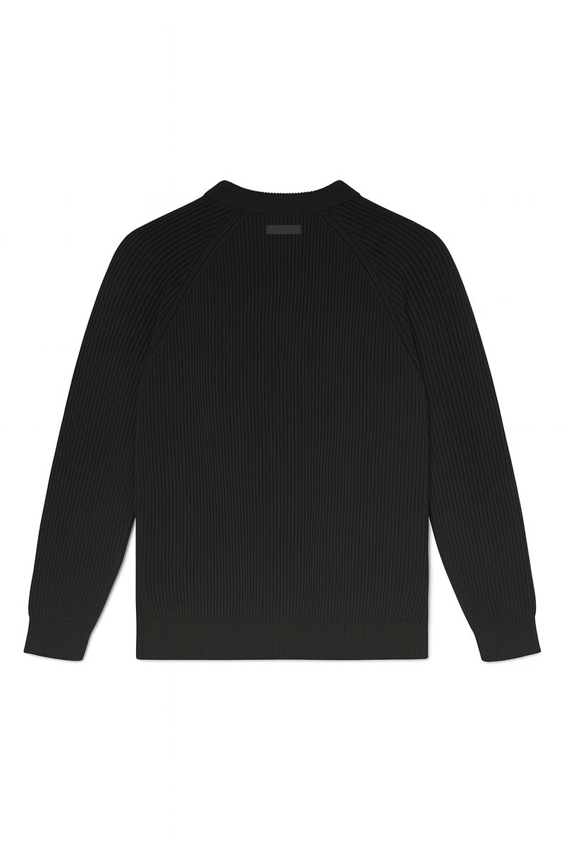 Shaker Stitch Crewneck Sweater - Black