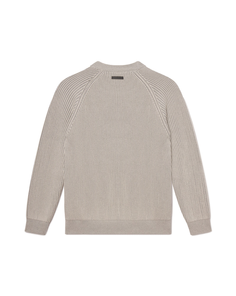 Shaker Stitch Crewneck Sweater - Shell Grey