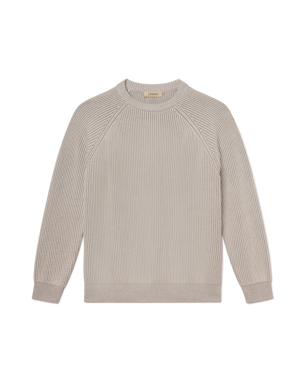 Shaker Stitch Crewneck Sweater - Shell Grey