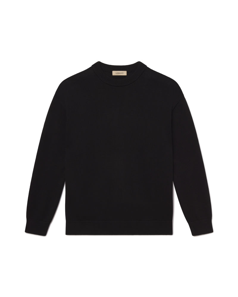 Cotton Knit Crewneck - Black