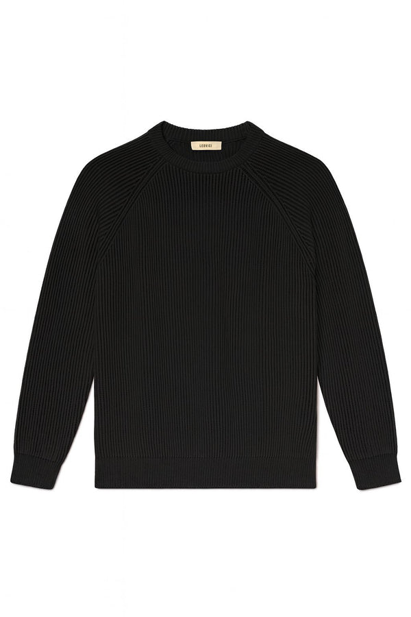 Shaker Stitch Crewneck Sweater - Black