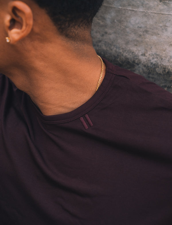 Drop Cut T Shirt - Deep Maroon