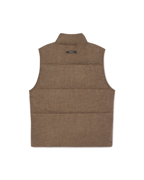 Puffer Vest - Plaid Tan