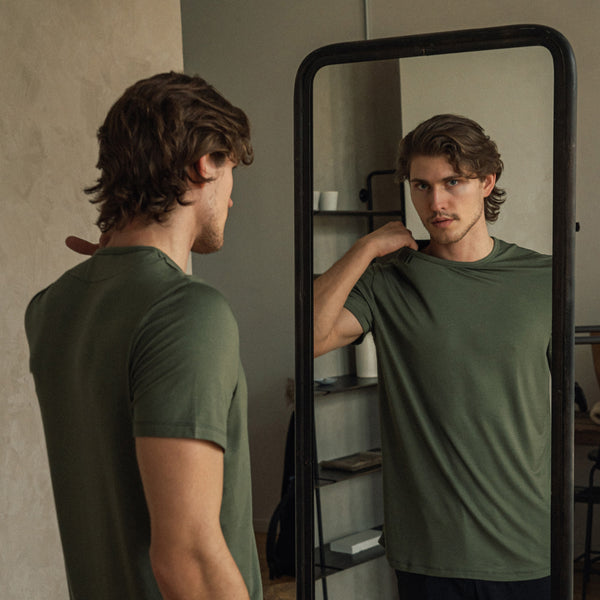 Drop Cut T Shirt - Olive