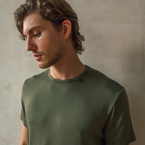 Drop Cut T Shirt - Olive