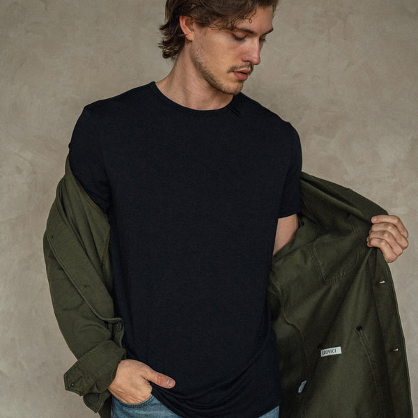 Drop Cut T Shirt - Black