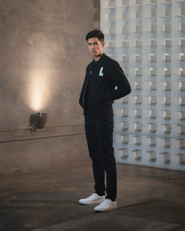 Varsity Bomber Jacket - Black