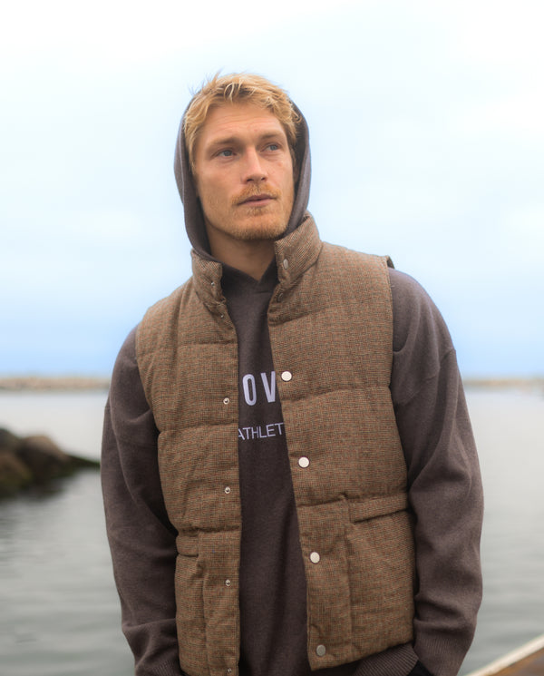 Puffer Vest - Plaid Tan