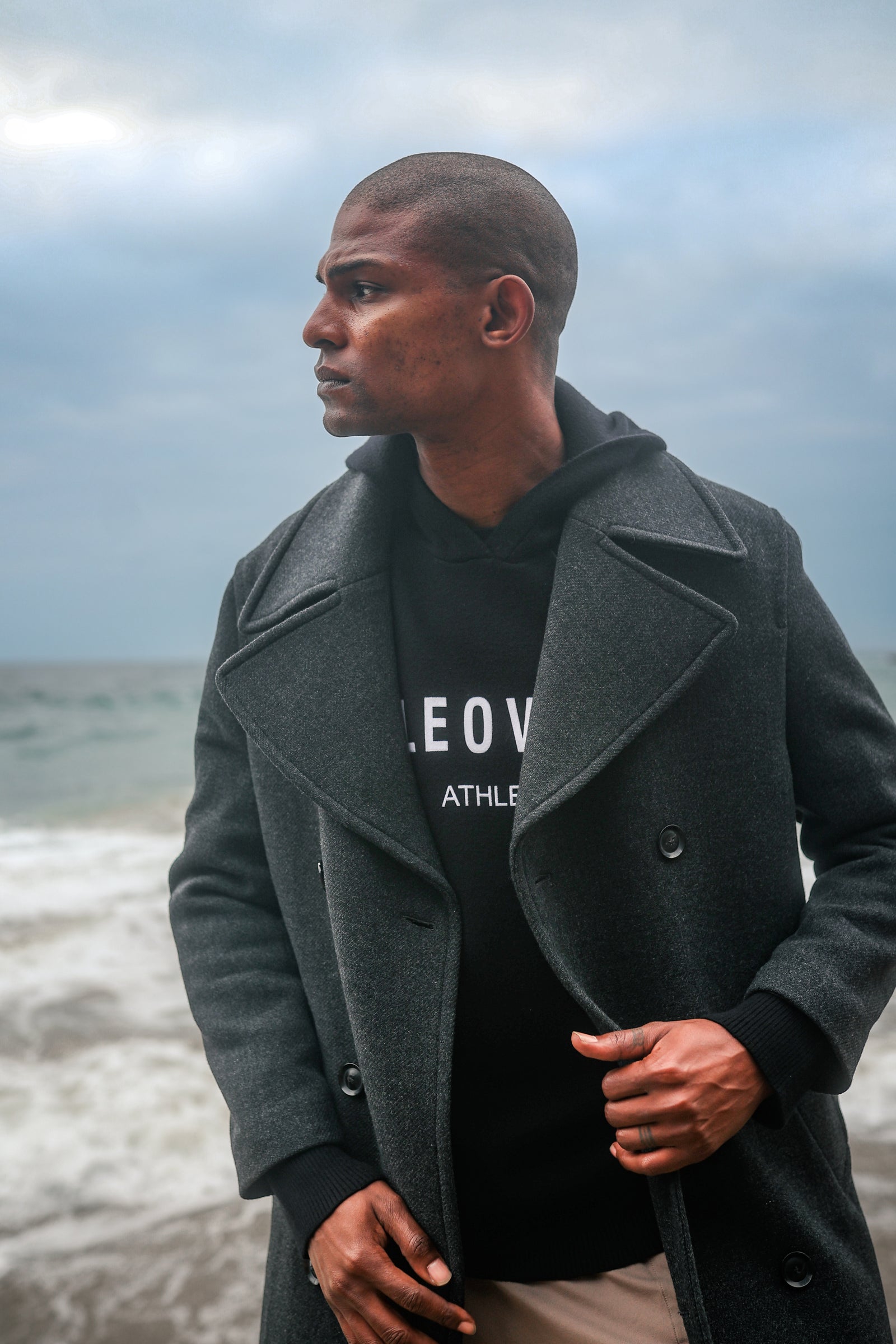 Double Breasted Coat - Black Herringbone – LEOVICI