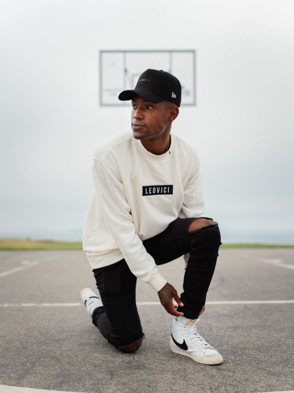 Boxed Logo Pullover Crew - Bone