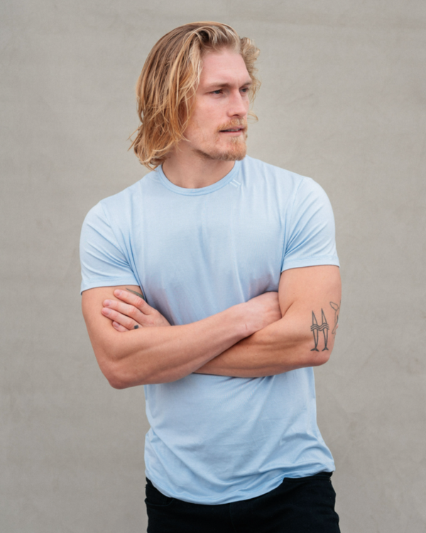 Drop Cut T Shirt - Light Blue